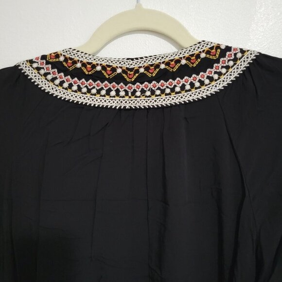 Gorgeous Max Studio Embroidered Black Boho Midi Dress Women Size S - Picture 9 of 13